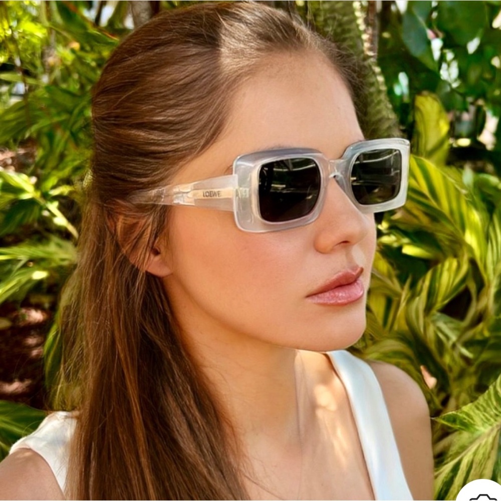 Loewe Pearl White Square Frame Sunglasses with Dark Lenses - Picture 2 of 8